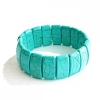 Pulsera elástica Turquesa con cuentas rectangulares lisas, dimensiones 21×10 mm +