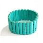 Pulsera elástica de turquesa verde con vetas, piedras alargadas de 7×30 mm (+-)