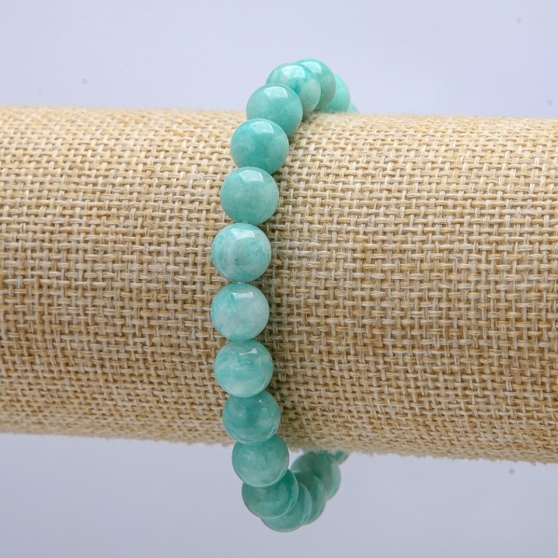 Pulsera elástica de amazonita, cuentas lisas, diámetro 8 mm, circunferencia 18 cm +
