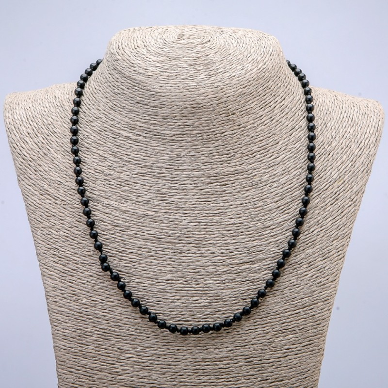 Collar de shungita con bolas lisas, diámetro 6 mm, longitud 45 cm ±