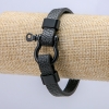 Pulsera-cinturón para hombre de cuero ecológico negro, grosor 9,5 mm, longitud 22 cm