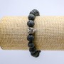 Pulsera elástica de lava volcánica, diámetro 10 mm +/- con elemento en forma de leopardo