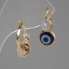 Pendientes «Nazar» con abalorio en forma de ojo y grandes cristales, color dorado, 1,8×1 cm