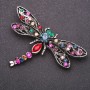 Broche 'Mariposa' con strass multicolores 70x45 mm, metal gris