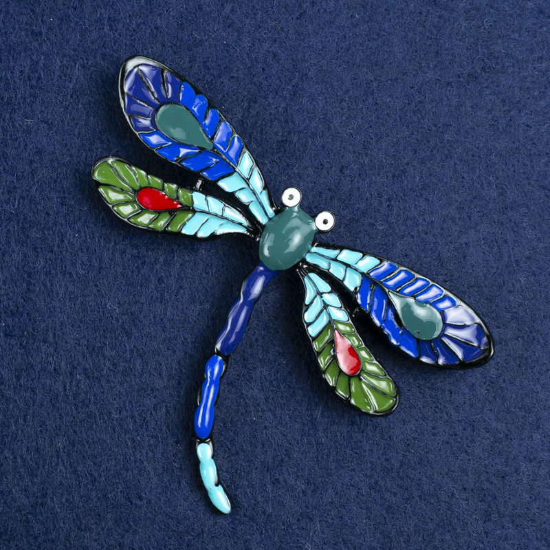 Broche 'Mariposa' de metal plateado y esmalte 70×50 mm +
