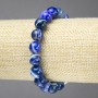 Pulsera elástica de piedra natural: ágata azul ojo, cuentas lisas de 10 mm+