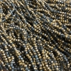 Cuentas de cristal checo para hilo – surtido, gris translúcido con acabado dorado, rondeles facetados, diámetro 3×2,5 mm, longitud 36 cm