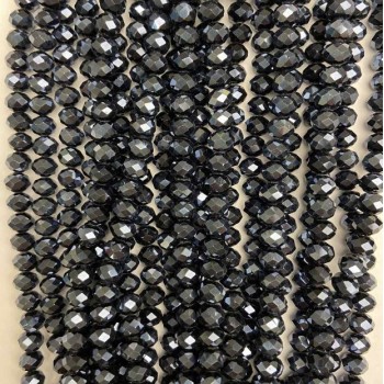 Cuentas de cristal checo en hilo de color gris oscuro con acabado facetado, rondel facetado, diámetro 8×6 mm + -, longitud 40 cm +