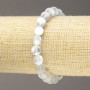 Pulsera elástica de vidrio opalino blanco, cuentas lisas, diámetro 8 mm+