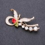 Broche mariposa con strass multicolor, 55×25 mm, metal dorado