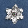 Broche flor plateado con strass multicolor de 50 mm +