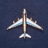 Broche «Avión» blanco y azul claro esmaltado, acabado en dorado, 4×5 cm