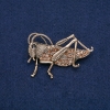 Broche Saltamontes dorado con strass negros y amarillos 57×38 mm +
