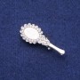 Broche Espejo perlado con strass, metal plateado, 16×42 mm