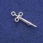 Broche en forma de jeringa con strass, metal plateado, 17×45 mm