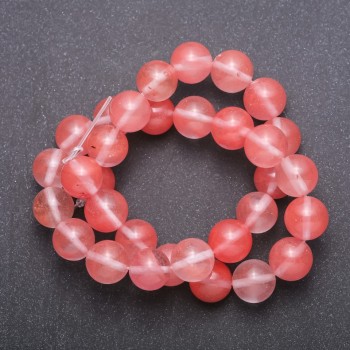 Cuentas de calcedonia en hilo, bolas lisas, diámetro 12 mm ±, longitud 39 cm ±