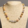Collar de jaspe Picasso, forma barril, diámetro 10×14 mm, longitud 45–47 cm+