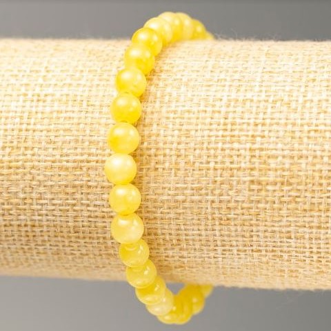 Pulsera elástica de citrino artificial (cristal acrílico) diámetro 6,5 mm, longitud 18 cm