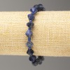 Pulsera elástica de sodalita con biconos facetados, diámetro 8×8 mm ±, longitud 18 cm ±