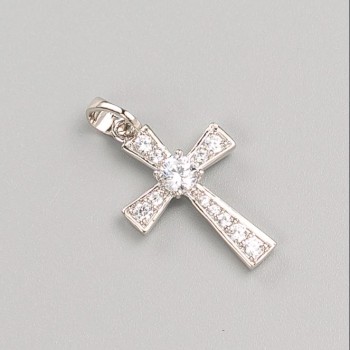 Colgante Cruz Xuping Rodio con Piedra Blanca 22×14 mm+
