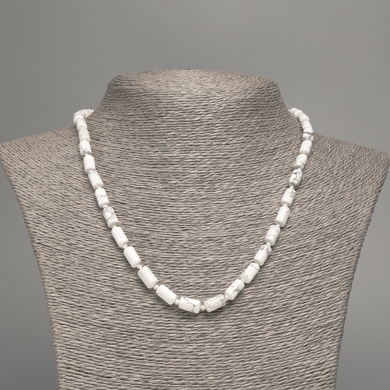 Collar de caolín natural, cuentas cilíndricas lisas, diámetro 10x6 mm, longitud 49 cm ±