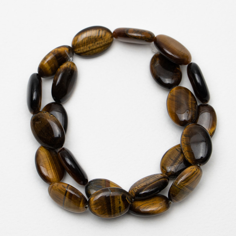 Cuentas de ojo de tigre natural, ovaladas, diámetro 13×18×6 mm, longitud 40 cm en hilo