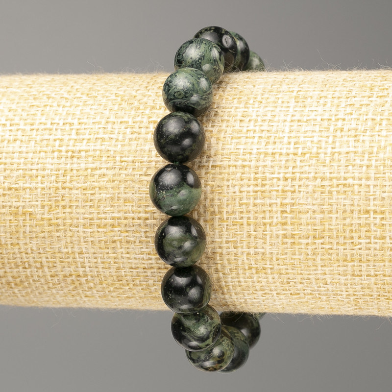 Pulsera de jaspe oceánico, cuentas lisas, diámetro 10,5 mm, longitud 18 cm (elástica)