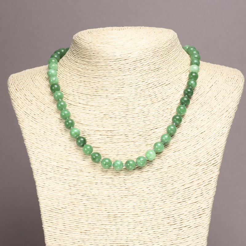 Collar de crisoprasa artificial con cuentas lisas de 8 mm, longitud 45 cm