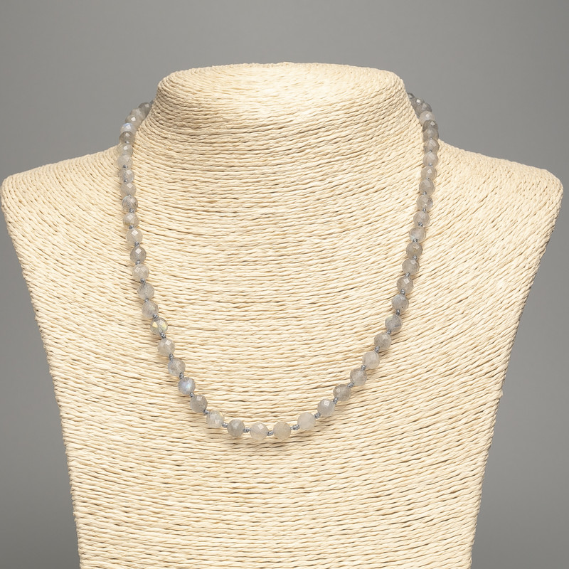 Collar de labradorita natural, bolas facetadas de 6 mm, longitud 50 cm +