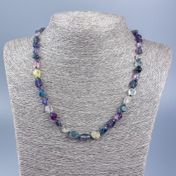 Collar de fluorita facetado de piedra natural, diámetro 7x11-6x8 mm, longitud 52 cm +