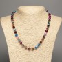 Collar de ágata multicolor con bolas facetadas, diámetro 8 mm, longitud 49 cm +