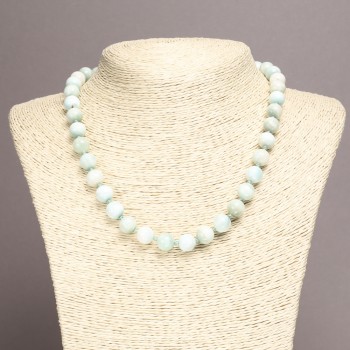 Collar de Larimar natural con cuentas lisas de 10 mm, longitud 45 cm ±