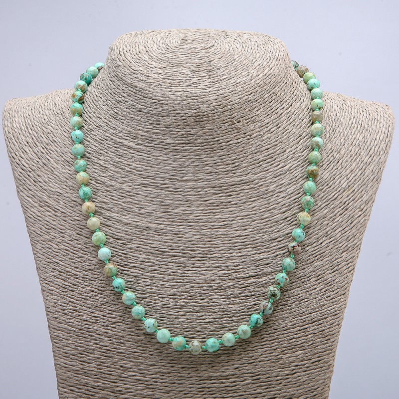 Collar de amazonita natural, cuentas lisas de 6 mm, longitud 46 cm +
