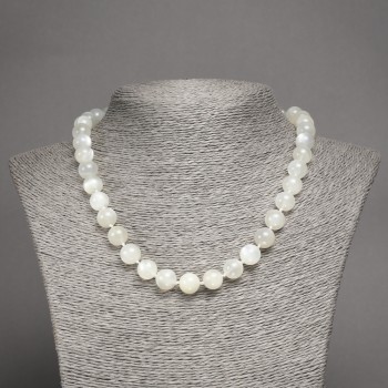 Collar de adularia natural con cuentas lisas de 10 mm de diámetro, longitud 45 cm ±