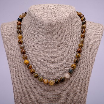 Collar de petersita natural con bola lisa, diámetro 8(±)mm, longitud 45 cm