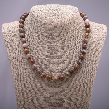 Collar de petersita natural con bolas lisas, diámetro 10 mm, longitud 45 cm