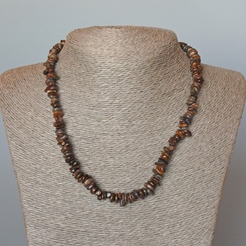 Collar de bronzita natural, piedra natural en trocitos, diámetro 7x2 mm, longitud 47 cm +