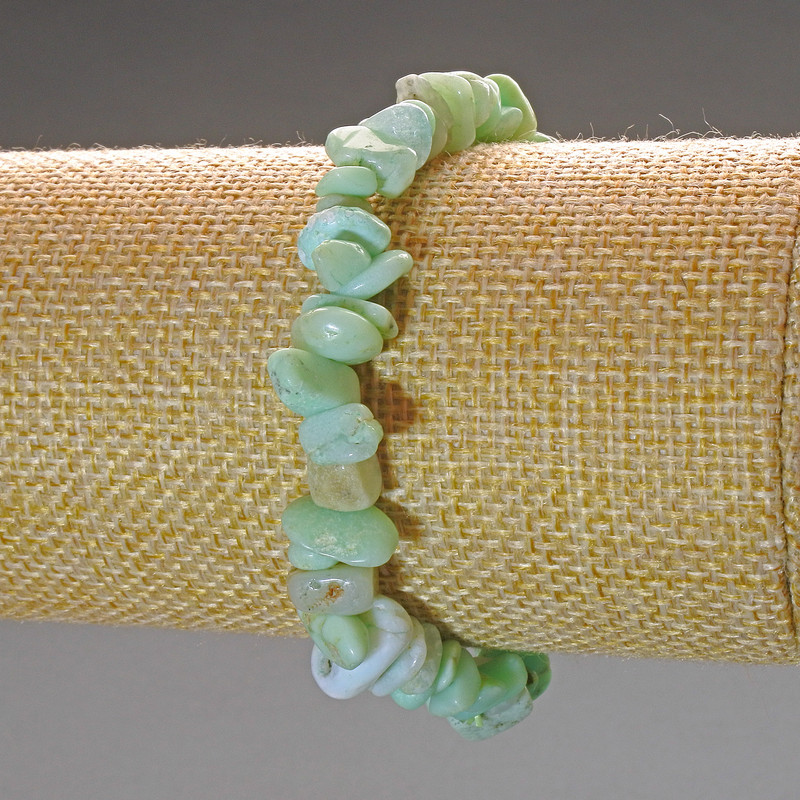 Pulsera de amazonita, fragmentos de piedra natural, tamaño 9×3 mm, longitud 18 cm (elástico)