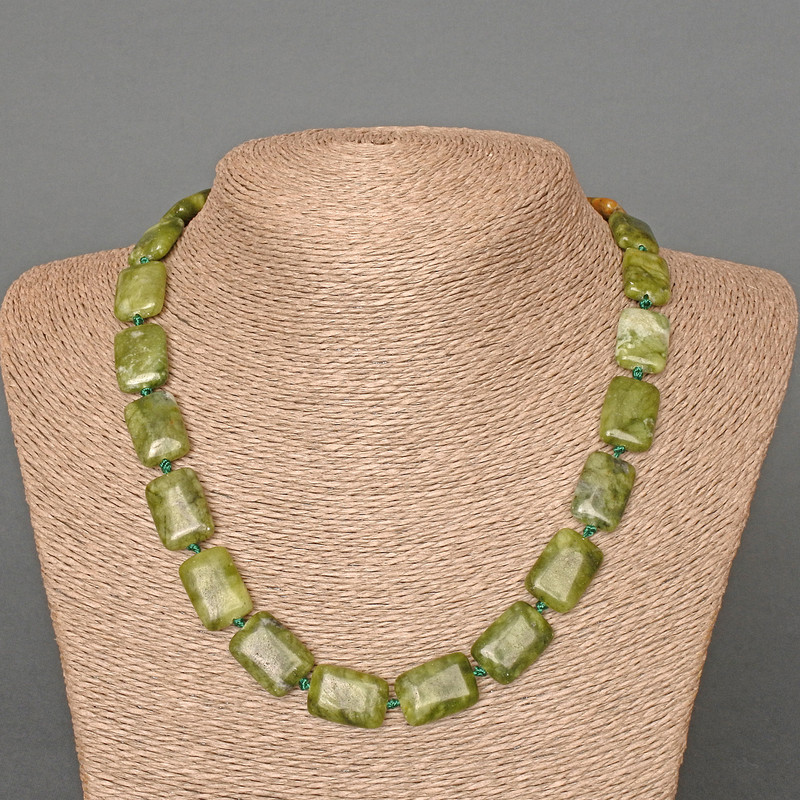 Collar de jadeíta natural, piedra rectangular, diámetro 13×18 mm, longitud 48 cm