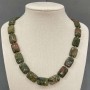 Collar de jaspe heliotrópico, piedra natural, rectángulos de 13×18 mm, longitud 48 cm